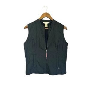 Geoffrey Beene Sport Black Quilt Vest Women M Wimsigoth Grunge Dark Preppy